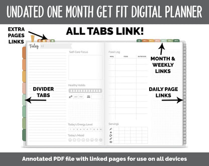 NEW! Undated Get Fit One Month Digital Planner | Autumn - Best Health Edition | GoodNotes, iPad & Android | Fitness, Self-Care