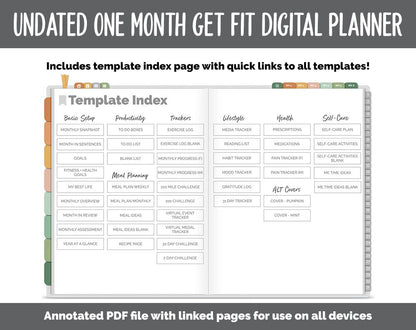 NEW! Undated Get Fit One Month Digital Planner | Autumn - Best Health Edition | GoodNotes, iPad & Android | Fitness, Self-Care