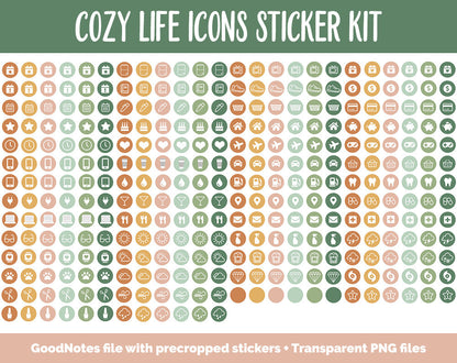 Cozy Life Icon Digital Planner Stickers | GoodNotes, iPad and Android | Icons, Life, Weather, Everyday