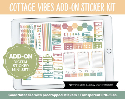 Cottage Vibes Add-On Digital Stickers | GoodNotes & iPad | Trackers, Budget, Fitness, Health, Habits