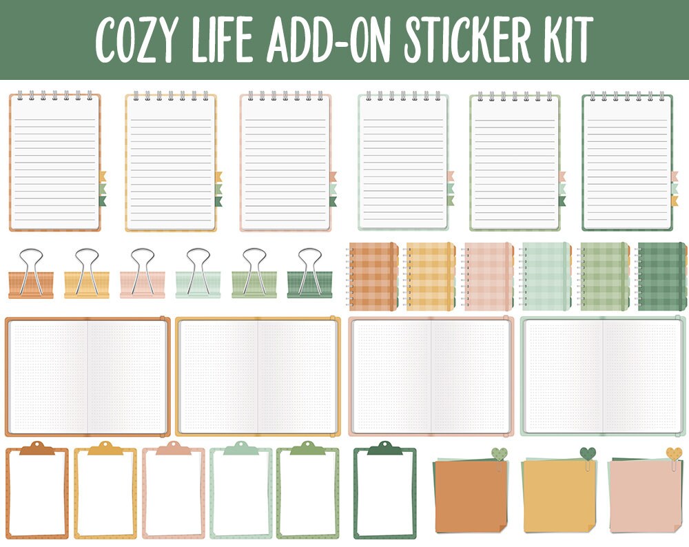 Cozy Life Add-On Digital Stickers | GoodNotes & iPad | Trackers, Budget, Fitness, Health, Habits