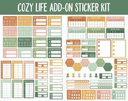 Cozy Life Add-On Digital Stickers | GoodNotes & iPad | Trackers, Budget, Fitness, Health, Habits
