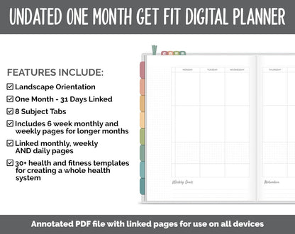 NEW! Undated Get Fit One Month Digital Planner | Farmstead - Best Health Edition | GoodNotes, iPad & Android | Fitness, Self-Care