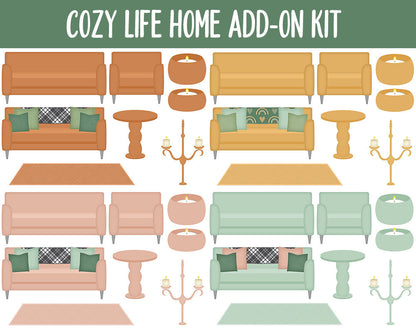 Cozy Life Home Digital Stickers | GoodNotes & iPad | Furniture, Decor, Autumn, Fall