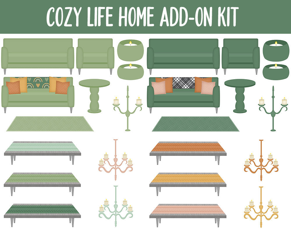 Cozy Life Home Digital Stickers | GoodNotes & iPad | Furniture, Decor, Autumn, Fall