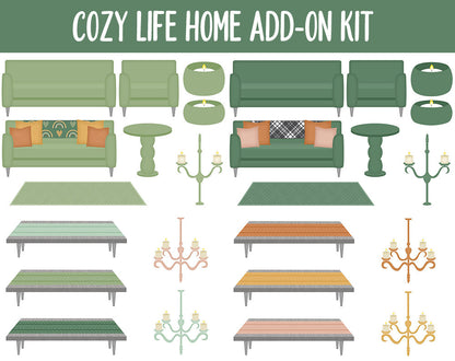 Cozy Life Home Digital Stickers | GoodNotes & iPad | Furniture, Decor, Autumn, Fall