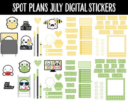 Spot Plans July Digital Stickers | GoodNotes, iPad and Android | Beach, Summer, Pool, Sassy, Adulting, Planning