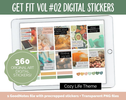 Get Fit Vol #02 Digital Stickers | GoodNotes & iPad | Fitness, Health, Self-Care, Workout | Cozy Life