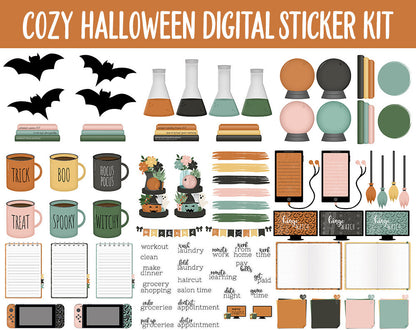 Cozy Halloween Digital Stickers | GoodNotes & iPad | Sassy Cat, Boho, Decor, Autumn, Fall