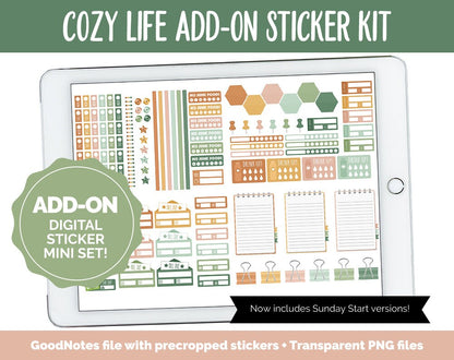 Cozy Life Add-On Digital Stickers | GoodNotes & iPad | Trackers, Budget, Fitness, Health, Habits