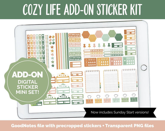 Cozy Life Add-On Digital Stickers | GoodNotes & iPad | Trackers, Budget, Fitness, Health, Habits