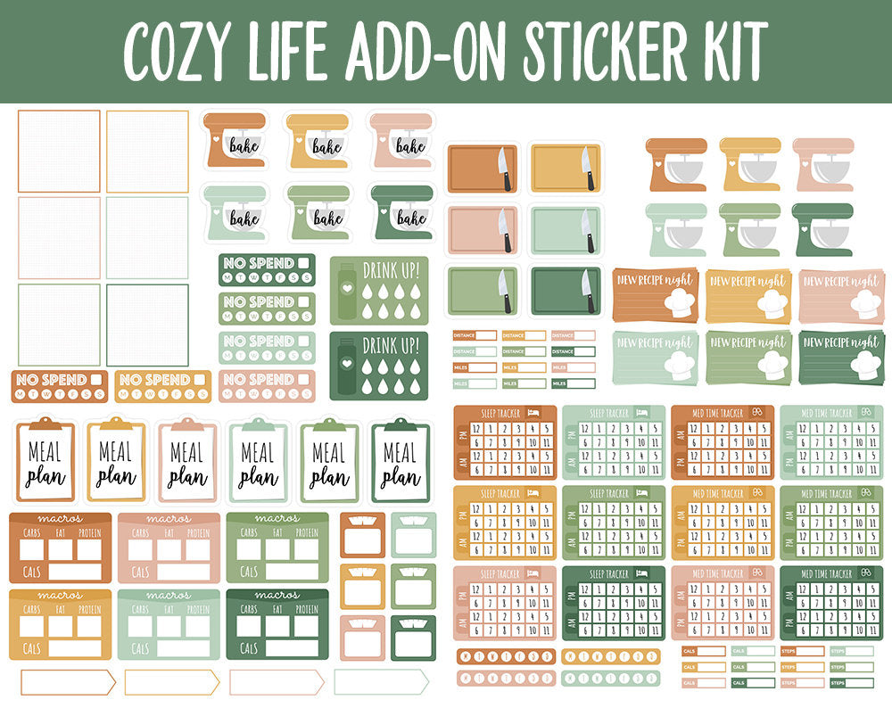 Cozy Life Add-On Digital Stickers | GoodNotes & iPad | Trackers, Budget, Fitness, Health, Habits