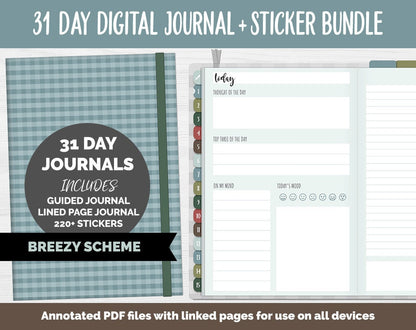 31 Day Digital Journal + Sticker Bundle | Breezy Theme