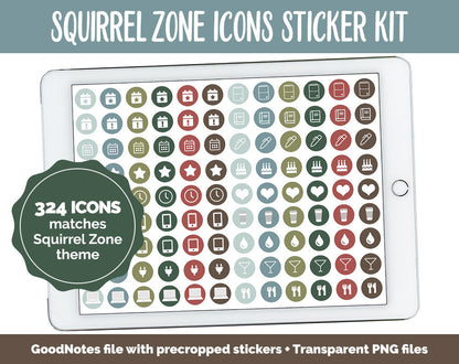 Squirrel Zone Icon Digital Planner Stickers | GoodNotes, iPad and Android | Icons, Life, Weather, Everyday
