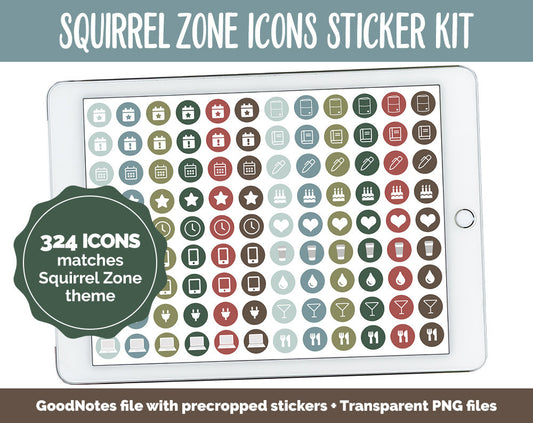 Squirrel Zone Icon Digital Planner Stickers | GoodNotes, iPad and Android | Icons, Life, Weather, Everyday