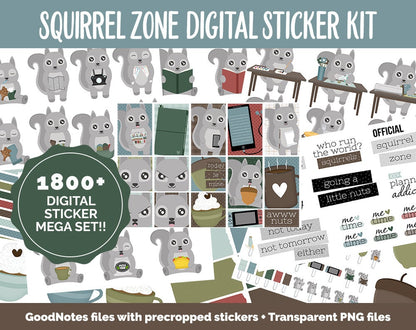 Squirrel Zone Digital Sticker Mega Bundle | GoodNotes & iPad | November, Fall, Papers, Activities, Adulting, Tasks