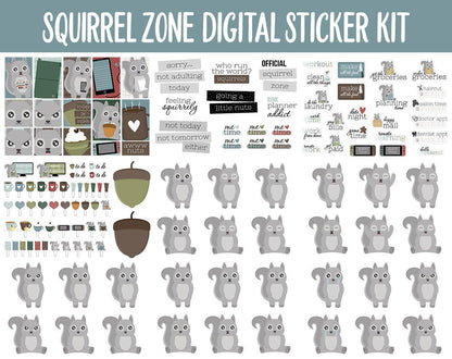 Squirrel Zone Digital Sticker Mega Bundle | GoodNotes & iPad | November, Fall, Papers, Activities, Adulting, Tasks