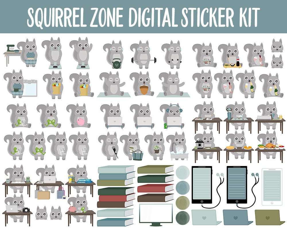Squirrel Zone Digital Sticker Mega Bundle | GoodNotes & iPad | November, Fall, Papers, Activities, Adulting, Tasks