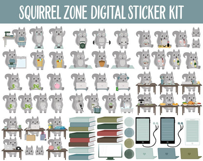 Squirrel Zone Digital Sticker Mega Bundle | GoodNotes & iPad | November, Fall, Papers, Activities, Adulting, Tasks