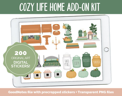 Cozy Life Home Digital Stickers | GoodNotes & iPad | Furniture, Decor, Autumn, Fall