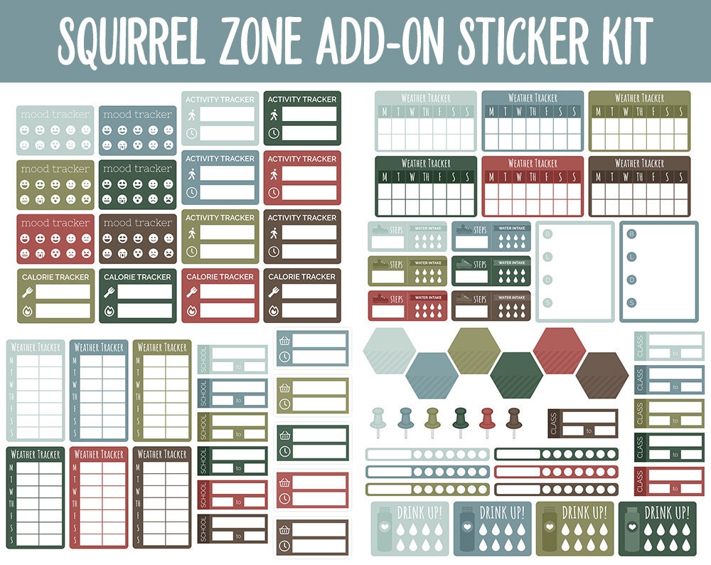 Squirrel Zone Add-On Digital Stickers | GoodNotes & iPad | Trackers, Budget, Fitness, Health, Habits
