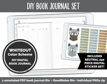 DIY Digital Book Journal + Sticker Set | Goodnotes, iPad & Android  | Reading Tracker, Reviews, Log, Challenges