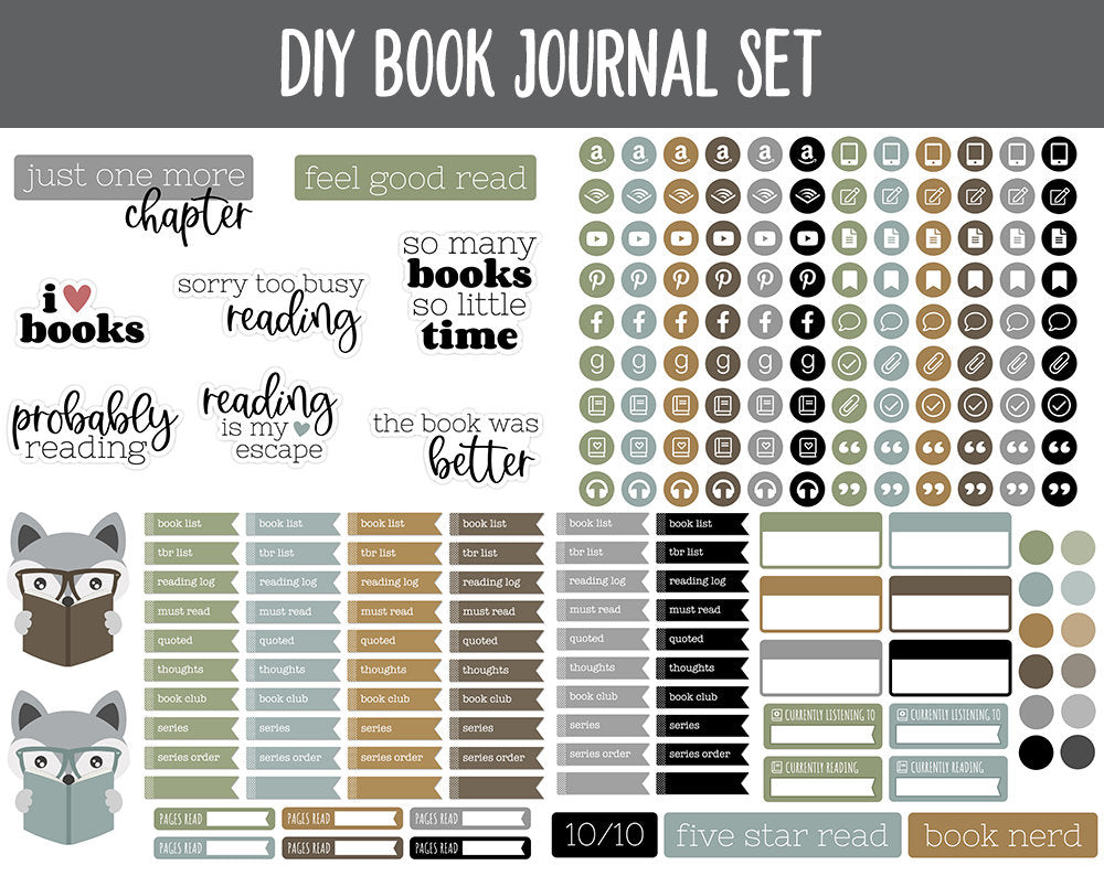 DIY Digital Book Journal + Sticker Set | Goodnotes, iPad & Android  | Reading Tracker, Reviews, Log, Challenges