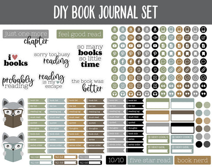 DIY Digital Book Journal + Sticker Set | Goodnotes, iPad & Android  | Reading Tracker, Reviews, Log, Challenges