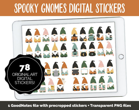 Spooky Gnomes Digital Stickers | GoodNotes & iPad | Halloween, Boho, Decor, Autumn, Fall