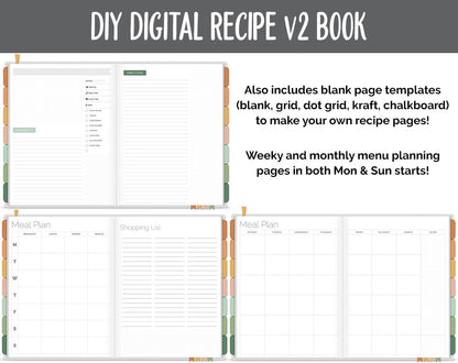 UPDATED! DIY Digital Recipe Book v2 + Sticker Set | Goodnotes, iPad & Android  | Recipes, Meal Planning