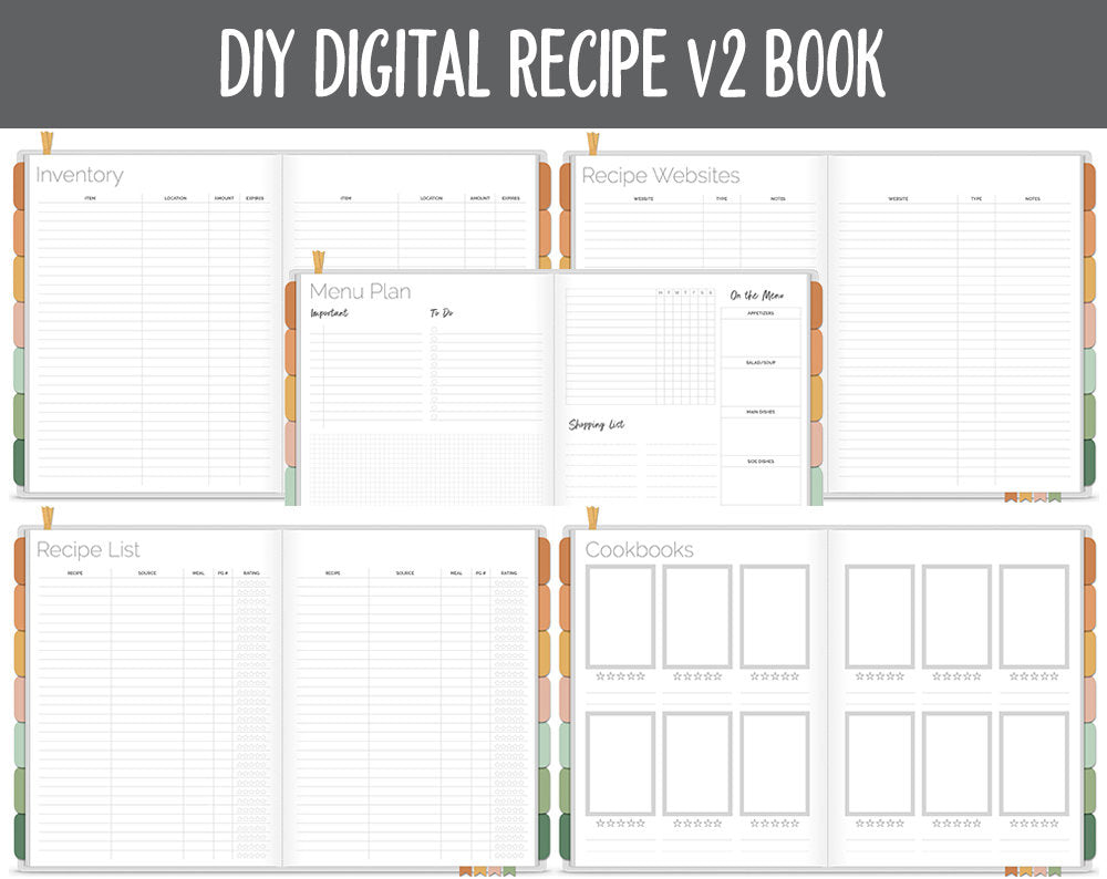 UPDATED! DIY Digital Recipe Book v2 + Sticker Set | Goodnotes, iPad & Android  | Recipes, Meal Planning