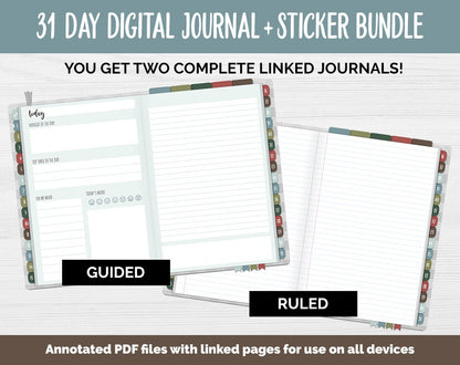 31 Day Digital Journal + Sticker Bundle | Breezy Theme