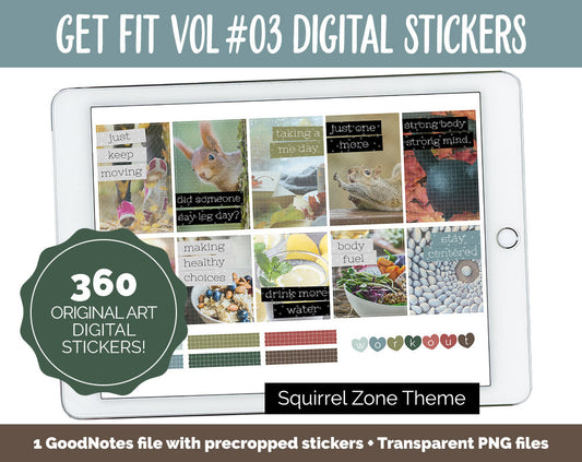 Get Fit Vol #03 Digital Stickers | GoodNotes & iPad | Fitness, Health, Self-Care, Workout | Squirrel Zone