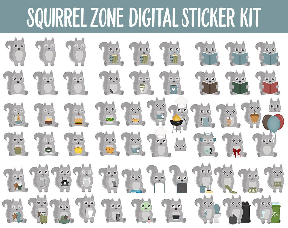 Squirrel Zone Digital Sticker Mega Bundle | GoodNotes & iPad | November, Fall, Papers, Activities, Adulting, Tasks