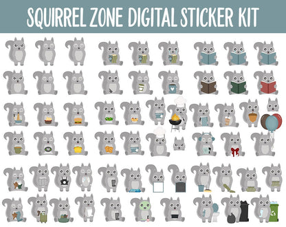 Squirrel Zone Digital Sticker Mega Bundle | GoodNotes & iPad | November, Fall, Papers, Activities, Adulting, Tasks