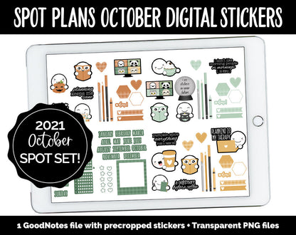 Spot Plans October Digital Stickers | GoodNotes, iPad and Android | Cozy, Fall, Autumn, Adulting, Planning