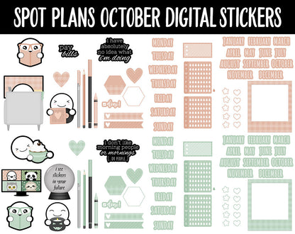 Spot Plans October Digital Stickers | GoodNotes, iPad and Android | Cozy, Fall, Autumn, Adulting, Planning