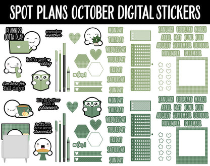 Spot Plans October Digital Stickers | GoodNotes, iPad and Android | Cozy, Fall, Autumn, Adulting, Planning