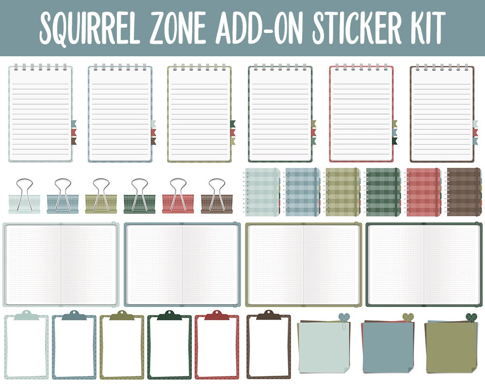 Squirrel Zone Add-On Digital Stickers | GoodNotes & iPad | Trackers, Budget, Fitness, Health, Habits
