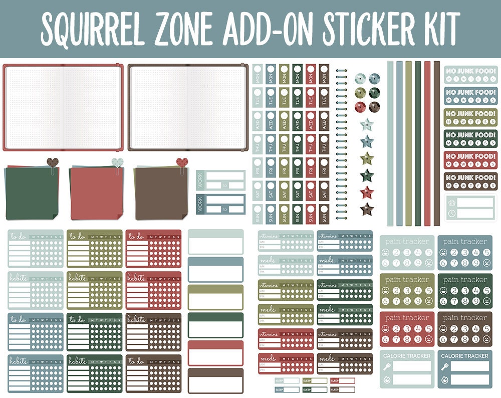 Squirrel Zone Add-On Digital Stickers | GoodNotes & iPad | Trackers, Budget, Fitness, Health, Habits