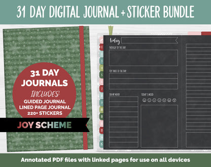 31 Day Digital Journal + Sticker Bundle | Joy Theme
