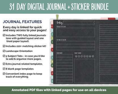 31 Day Digital Journal + Sticker Bundle | Joy Theme