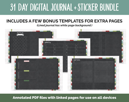31 Day Digital Journal + Sticker Bundle | Joy Theme