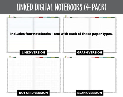 Linked Digital Notebooks 4- Pack | Joy Theme | GoodNotes, iPad & Android