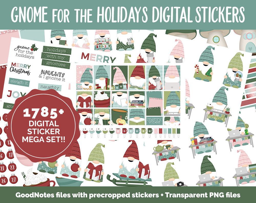 Gnome for the Holidays Digital Sticker Mega Bundle | GoodNotes & iPad | Christmas, Holidays, December, Papers, Activities, Adulting, Tasks