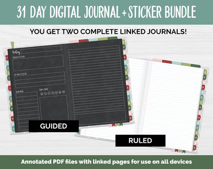31 Day Digital Journal + Sticker Bundle | Joy Theme
