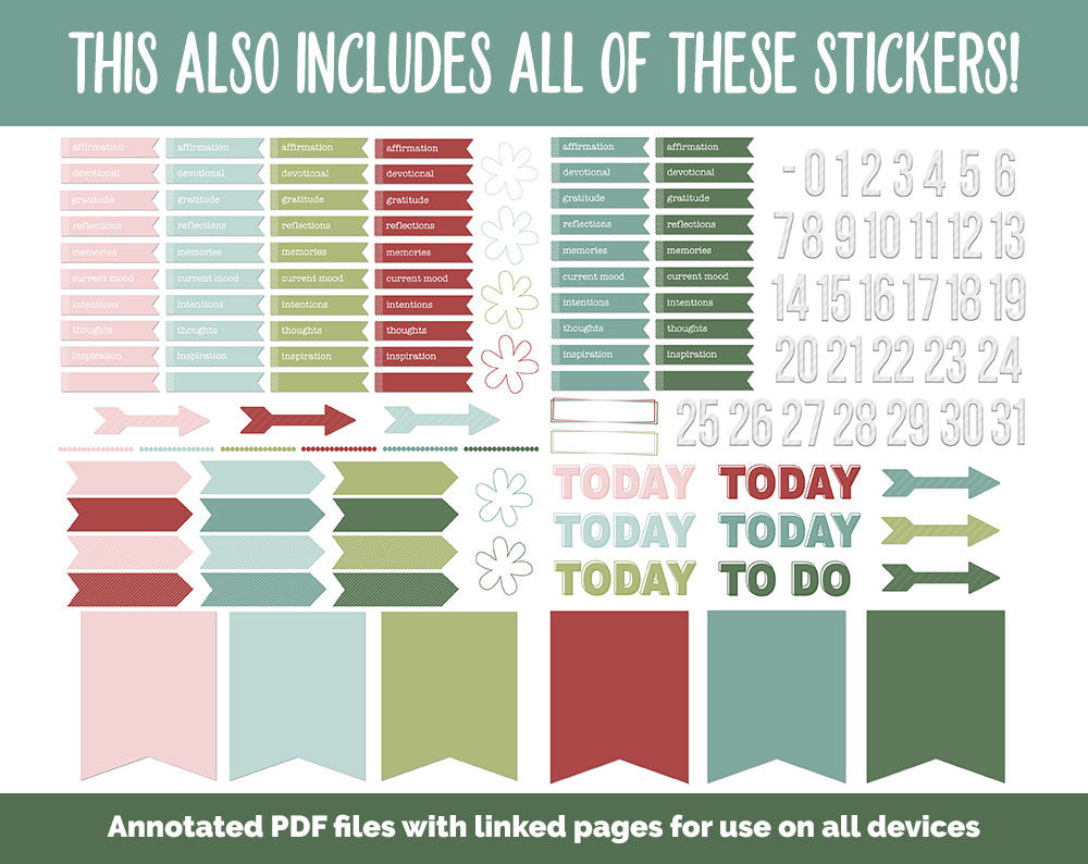 31 Day Digital Journal + Sticker Bundle | Joy Theme