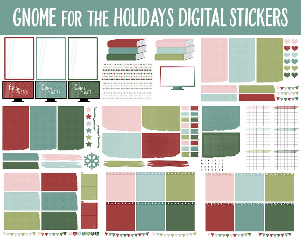 Gnome for the Holidays Digital Sticker Mega Bundle | GoodNotes & iPad | Christmas, Holidays, December, Papers, Activities, Adulting, Tasks