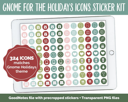Gnome for the Holidays Icon Digital Planner Stickers | GoodNotes, iPad and Android | Icons, Life, Weather, Everyday