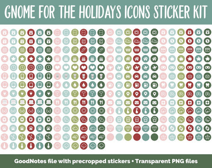 Gnome for the Holidays Icon Digital Planner Stickers | GoodNotes, iPad and Android | Icons, Life, Weather, Everyday